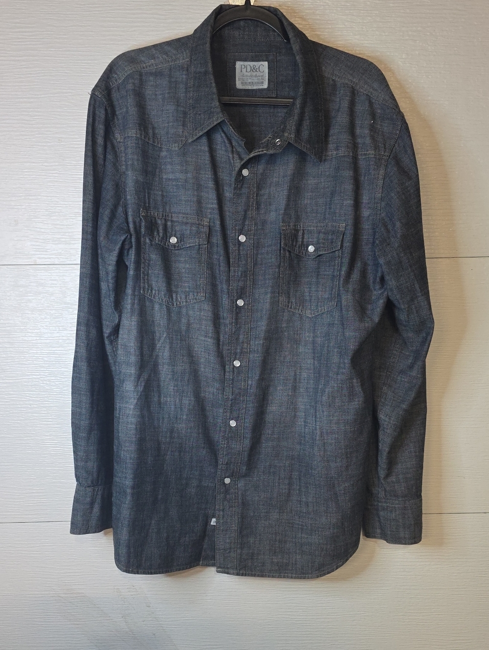 PD&C Men's Dark Blue Denim Button-Up Shirt